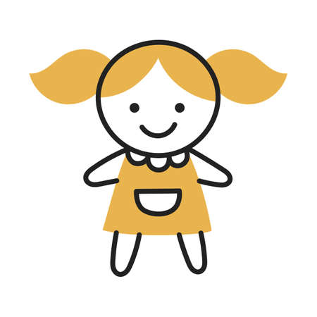 Doll. Hand Drawn Doodle Kid Stuff Icon.のイラスト素材