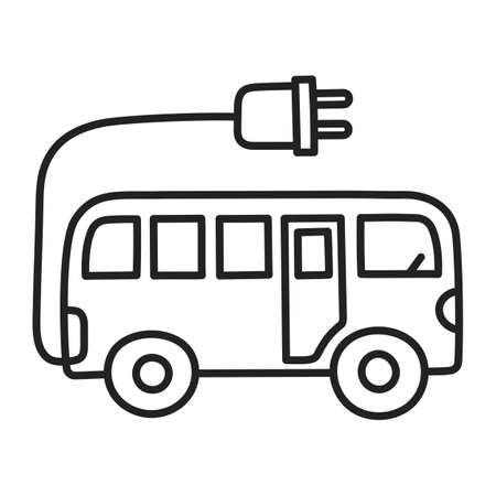 electric vehicle. hand drawn EV doodle icon.のイラスト素材