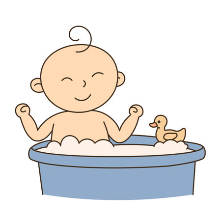 Baby bath. Hand Drawn Kid and Family doodle iconのイラスト素材