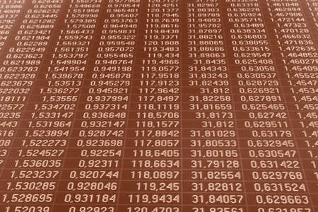 Currency exchange data displayed in perspectiveの写真素材