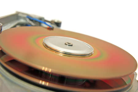 Close-up view of head and disk of HDD
