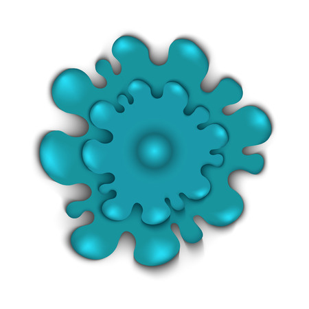 3d template design water splash. Top view blue liquid drop mockup. のイラスト素材