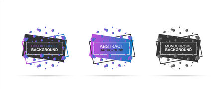 Set of abstract modern graphic design element. Dynamic gradient form and line pattern. Color banner with liquid bubble shape on white background. Vector template for flyer, poster or presentation.のイラスト素材