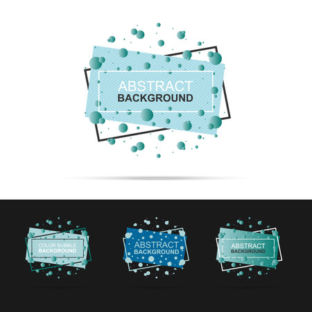 Set of abstract modern graphic design element. Dynamic gradient form and line pattern. Blue color banner with liquid bubble shape on white background. Vector template for flyer, poster presentation.のイラスト素材