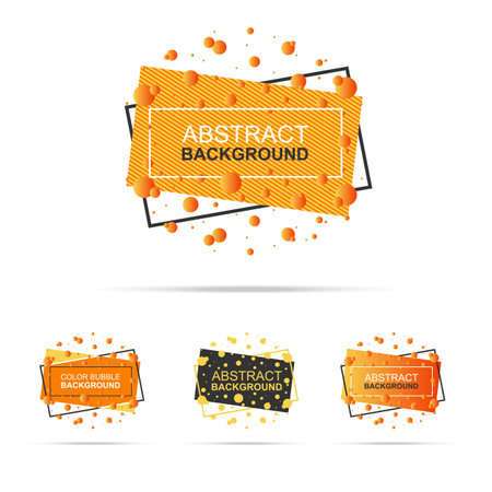 Set of abstract modern graphic design element. Dynamic gradient form and line pattern. Orange color banner with liquid bubble shape on white background. Vector template for flyer, poster presentation.のイラスト素材