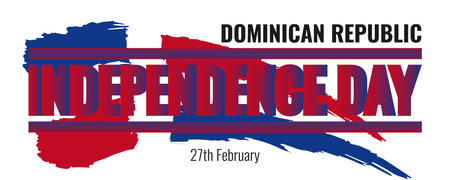 Happy Dominican Republic Independence Day greeting card, banner, poster design print. Dominican Republic flag grunge vector illustration. National holiday celebration 27 februaryのイラスト素材