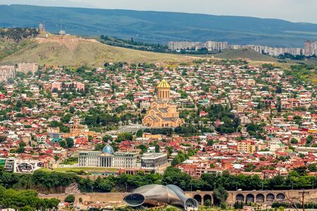 View of Sameba church in Tbilisi, Georgia.
