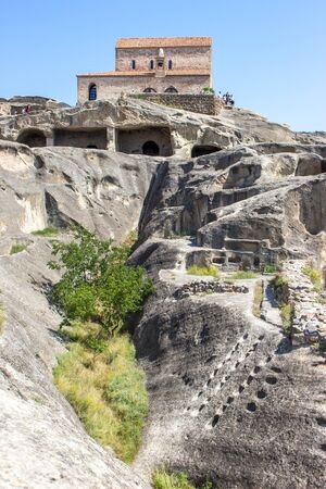 Ancient Orthodox Church in antique cave city Uplistsikhe, Georgia.の写真素材