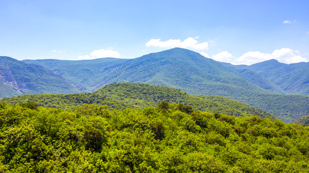 Hills and forests seen from above.の写真素材