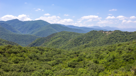 Hills and forests seen from above.の写真素材