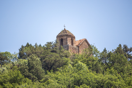 ancient mountain monastery in Georgia - Shiogvime. It was found by one of the 12 assirian monk - Shio, who came to Georgia in 6 century AD.の写真素材