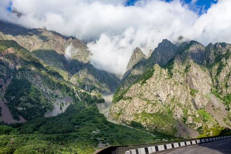 Georgian Military Highway, Caucasus mountains.の写真素材