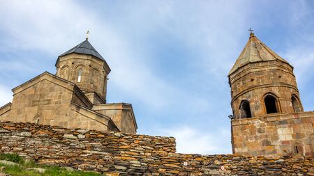 Gergeti Trinity Church in the mountains of the Caucasus.