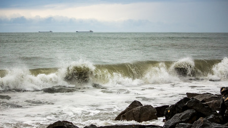 big sea wave on the black sea, Poti, Georgia.の写真素材