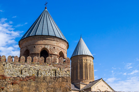 view of Alaverdi Monastery - Georgian Eastern Orthodox monastery in Kakhetia region in Eastern Georgiaの写真素材