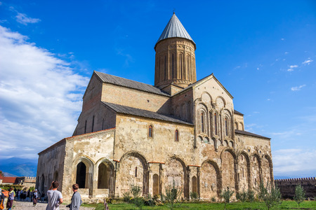 Panorama view of Alaverdi Monastery - Georgian Eastern Orthodox monastery in Kakhetia region in...