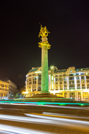 Night View Of The Freedom Square With Liberty Monumentのeditorial素材