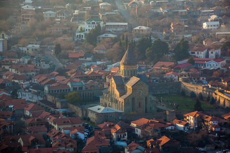 View of Mtskheta and Svetitskhoveli from Jvari church. Georgia.