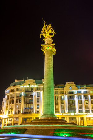Night View Of The Freedom Square With Liberty Monumentのeditorial素材