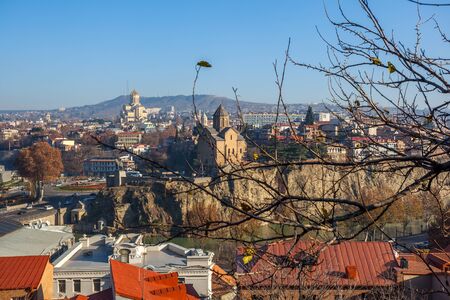 The Panoramic View Of Tbilisi from Narikala castle, Sameba, Metekhi,  autumn, Georgia, Europe