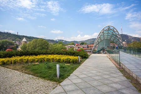 Beautiful view from the bridge of the peace to the Tbilisi television tower.の写真素材