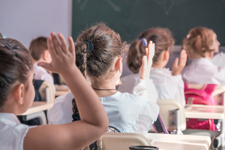 school children are participating actively in class.