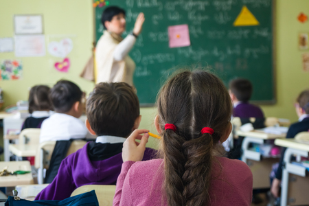 school children are participating actively in class.の写真素材