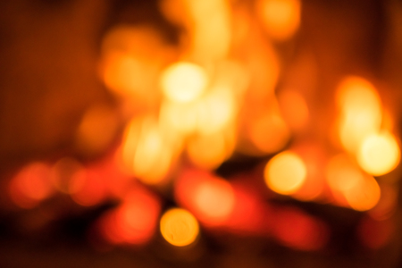 A fire burns in a fireplace, Fire to keep warm. Blur.の写真素材
