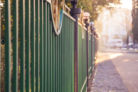 an iron fence enclosing the park of Poti city.の写真素材