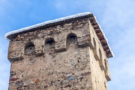 Medieval towers in Latali in the Caucasus Mountains, Upper Svaneti, Georgia.のeditorial素材
