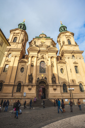 25.01.2018 Prague, Czech Respublic - St Nikolas church in Old Town Square, Prague.のeditorial素材