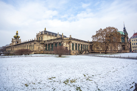 View to the historical buildings of the famous Zwinger palace in Dresden, Germany.のeditorial素材