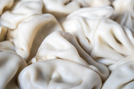 Khinkali - Georgian traditional food. Handmade rustic worldwide recipe book.の写真素材