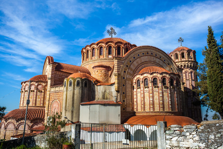View of Thessaloniki and the Orthodox church of Saint Paul the Apostle. Greece.の写真素材