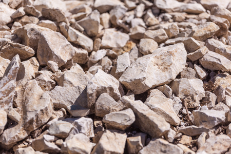 Rocks, small rocks or gravel. Used for construction of buildings, roads and for landscaping.の写真素材