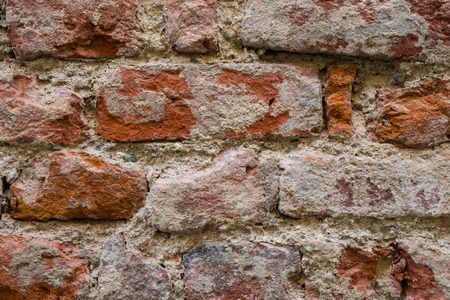 Background of crack old brick wall texture.