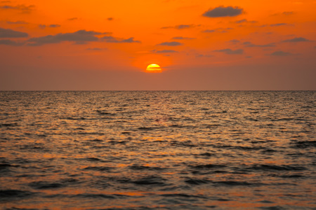 Beautiful sunset on the Black sea. Gold sea sunset.Poti, Georgia.の写真素材