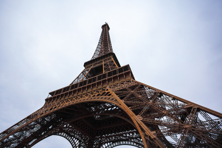 The Eiffel Tower in Paris shot against the sky.の写真素材