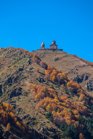 Gergeti Trinity Church in the mountains of the Caucasus, Geogria