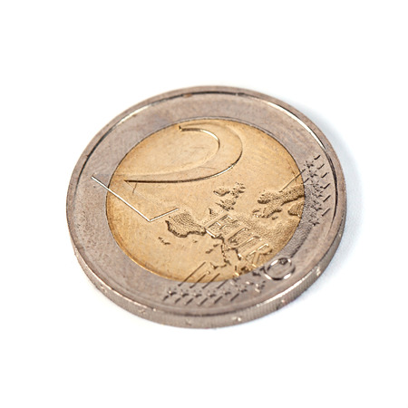 European coin of Two euros, isolated on a white background.の写真素材