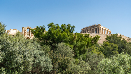 Parthenon temple in Acropolis at Athens, center on Athens, Greeceの写真素材