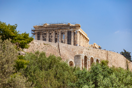Parthenon temple in Acropolis at Athens, center on Athens, Greeceの写真素材