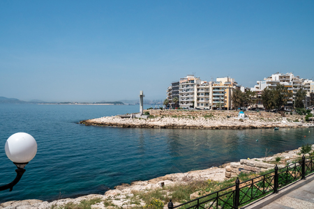 Beautiful coast of Mediterranean sea at Piraeus, Athens, Greeceの写真素材