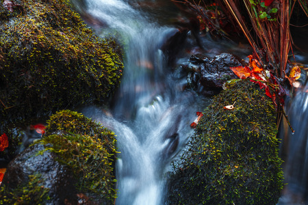 Scenic waterfall view in Dariali gorge in autumn, Gveleti waterfall, Georgia, Caucasus