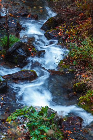Scenic waterfall view in Dariali gorge in autumn, Gveleti waterfall, Georgia, Caucasusの写真素材