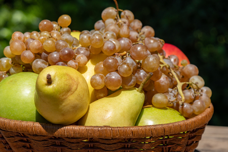 Bowl with delicious ripe fruits, fresh healthy foodの写真素材