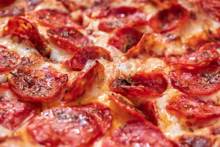 Delicious Italian pepperoni pizza on the plate.の写真素材