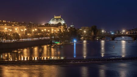 Vltava river and cityscape of Prague in the evening. Czech Republic. Travel.の写真素材