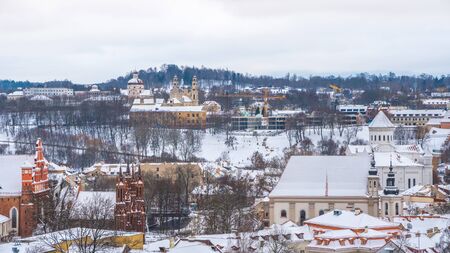 Areal view of old town of Vilnius in winter. Capital of Lietuva. Travel.の写真素材