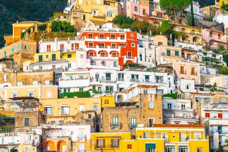 Colorful houses of Positano along Amalfi coast, terraced houses, Campania, Italy. Travel.の写真素材